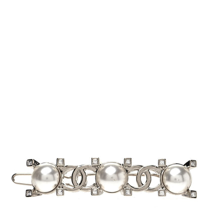Chanel Pearl Crystal CC Hair Clip Gold 1 of 4
