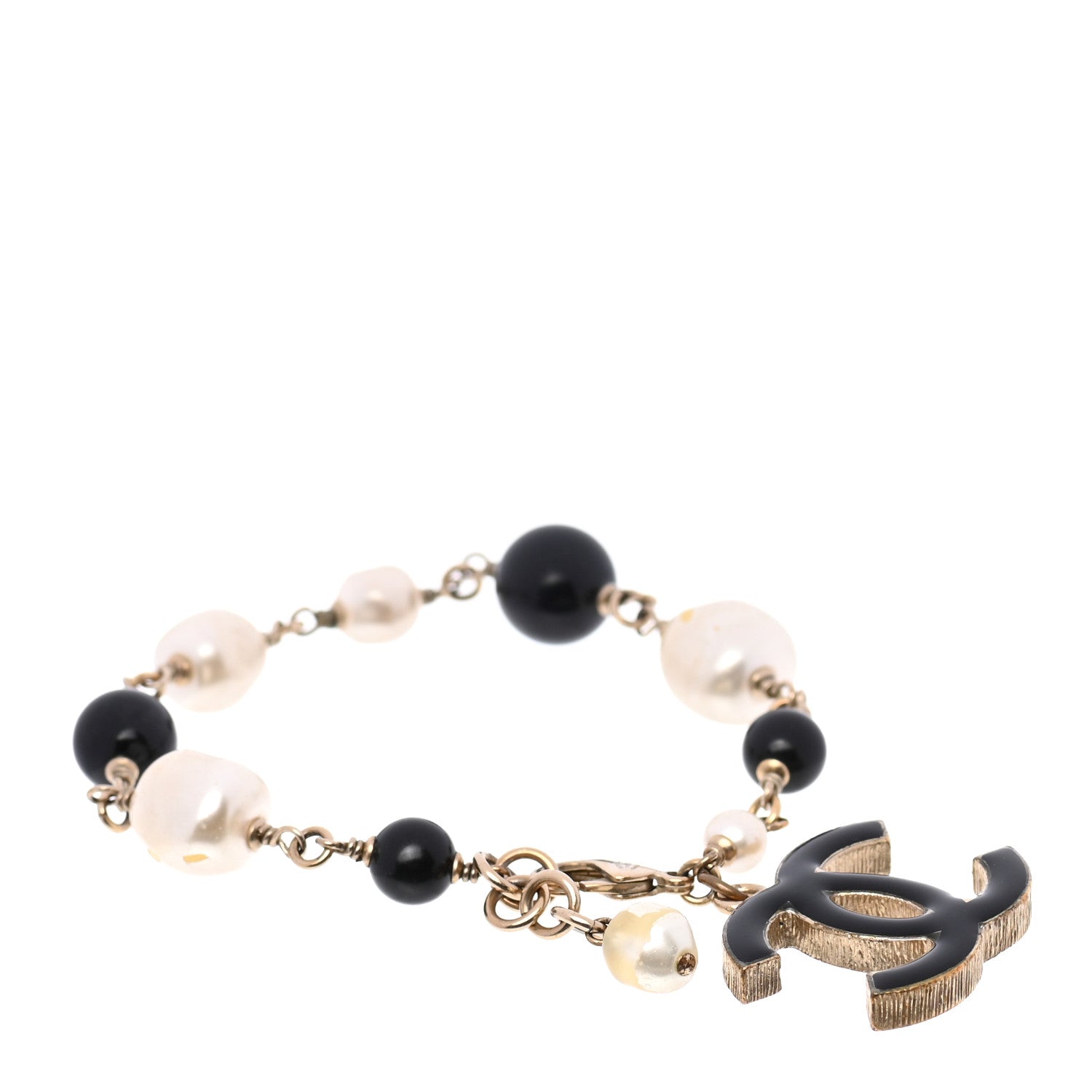 Chanel Enamel Pearl Beaded CC Bracelet Gold 1 of 9
