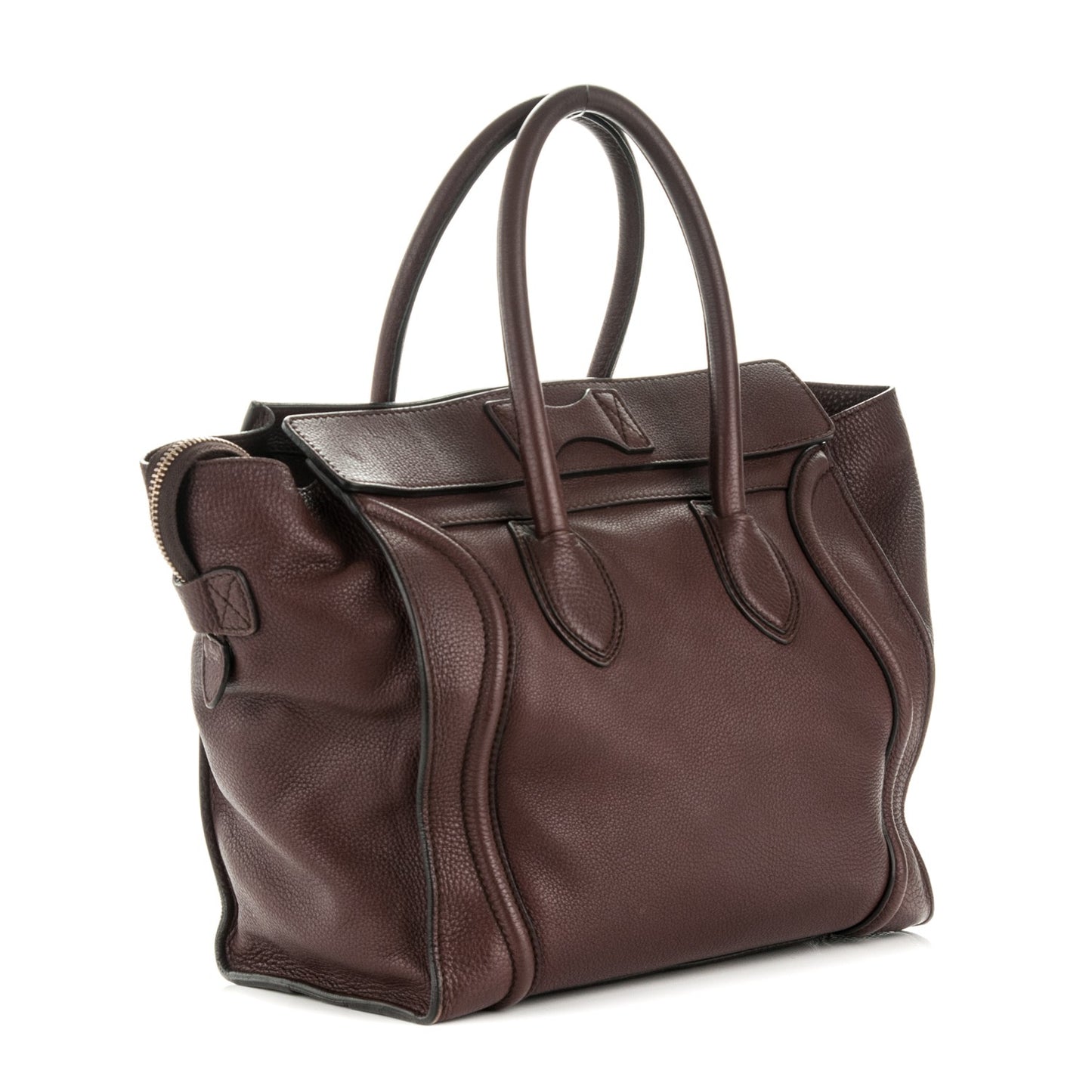 Drummed Calfskin Mini Luggage Dark Brown