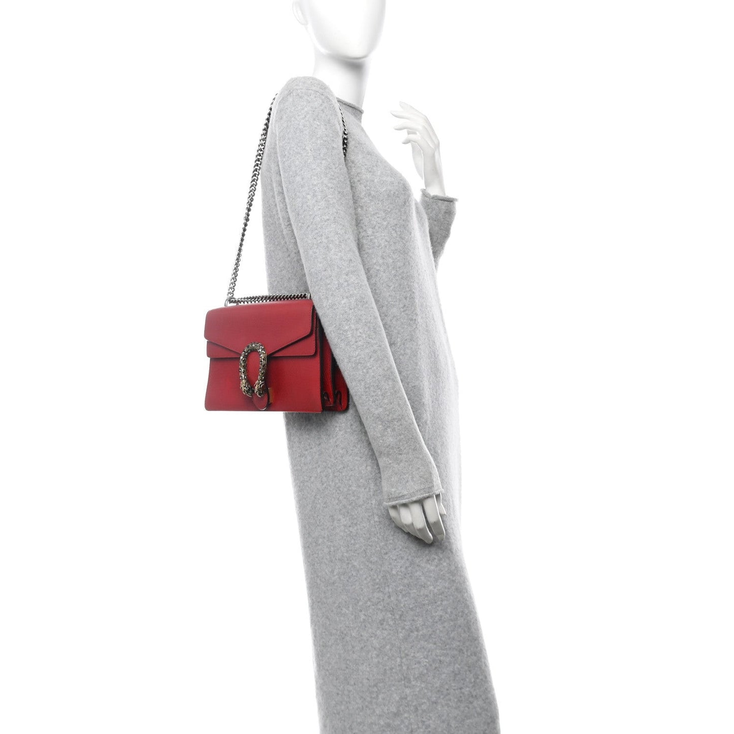 Dollar Calfskin Swarovski Crystal Small Dionysus Shoulder Bag Hibiscus Red
