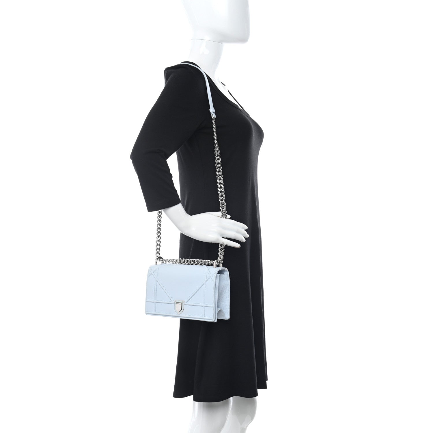 Christian Dior Grained Calfskin Small Diorama Flap Bag Sky Light 2 of 10