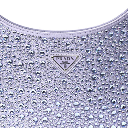 Prada Satin Crystal Cleo Adjustable Strap Shoulder Bag  Glicine 6 of 7
