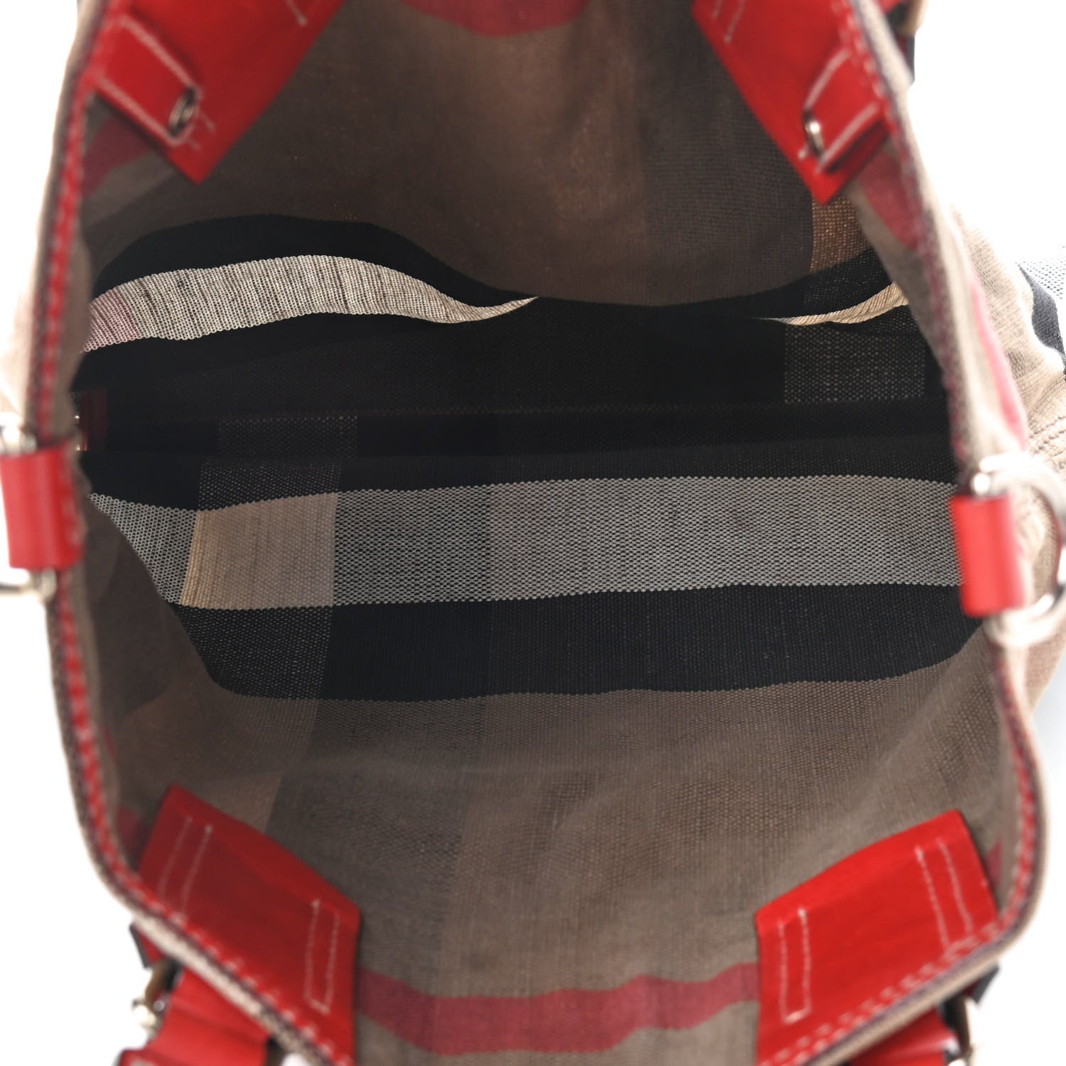 Burberry Canvas Mega Check Medium Tottenham Brit Tote Cadmium Red 6 of 11