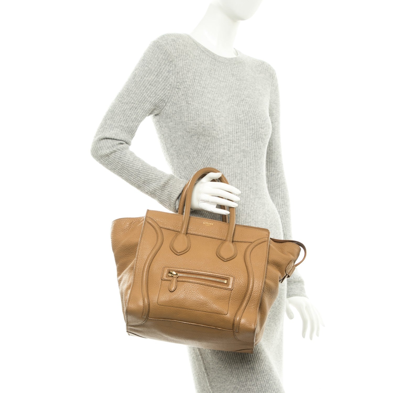 Celine Pebbled Calfskin Mini Luggage Camel 2 of 8