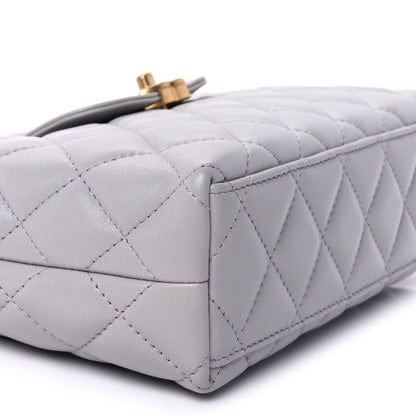 Chanel Shiny Aged Calfskin Quilted Nano Kelly Shopper  Light Grey 8 of 8