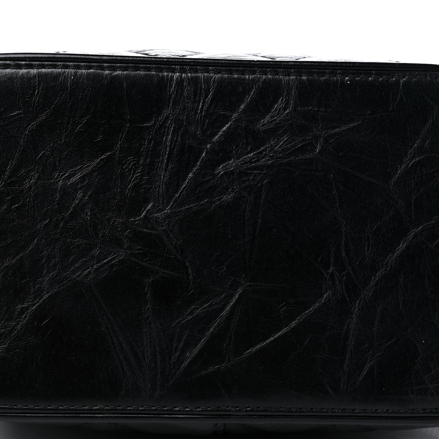 Crumpled Calfskin PVC Quilted Flap Black