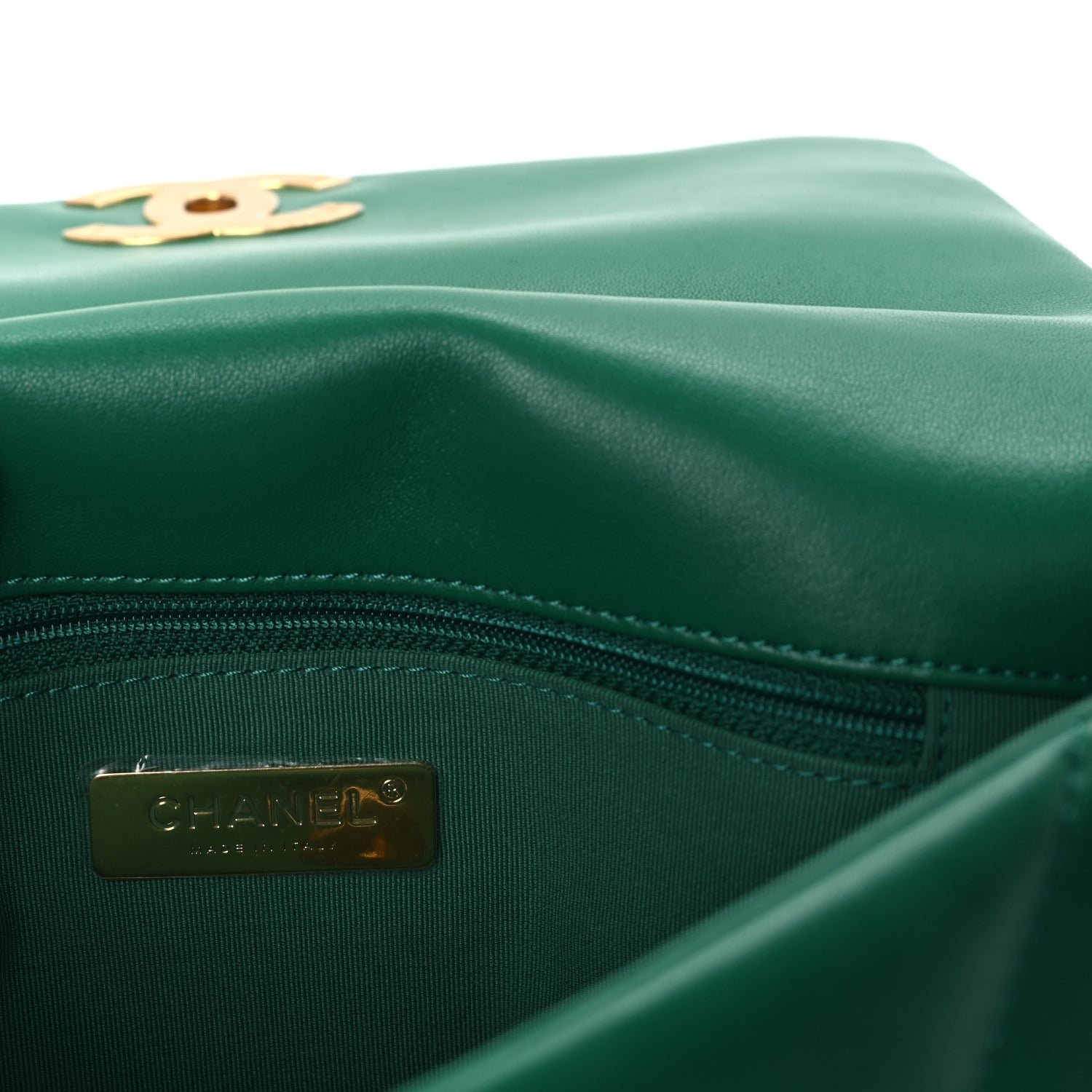 Chanel Lambskin Quilted Medium 19 Flap  Green 5 of 9