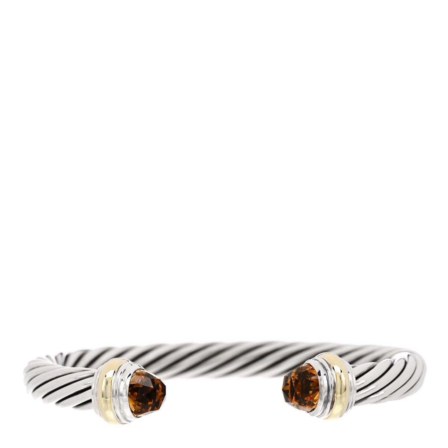 Sterling Silver 14K Yellow Gold Citrine 7mm Cable Classics Bracelet
