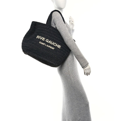 Saint Laurent Raffia Rive Gauche Tote Black 2 of 7