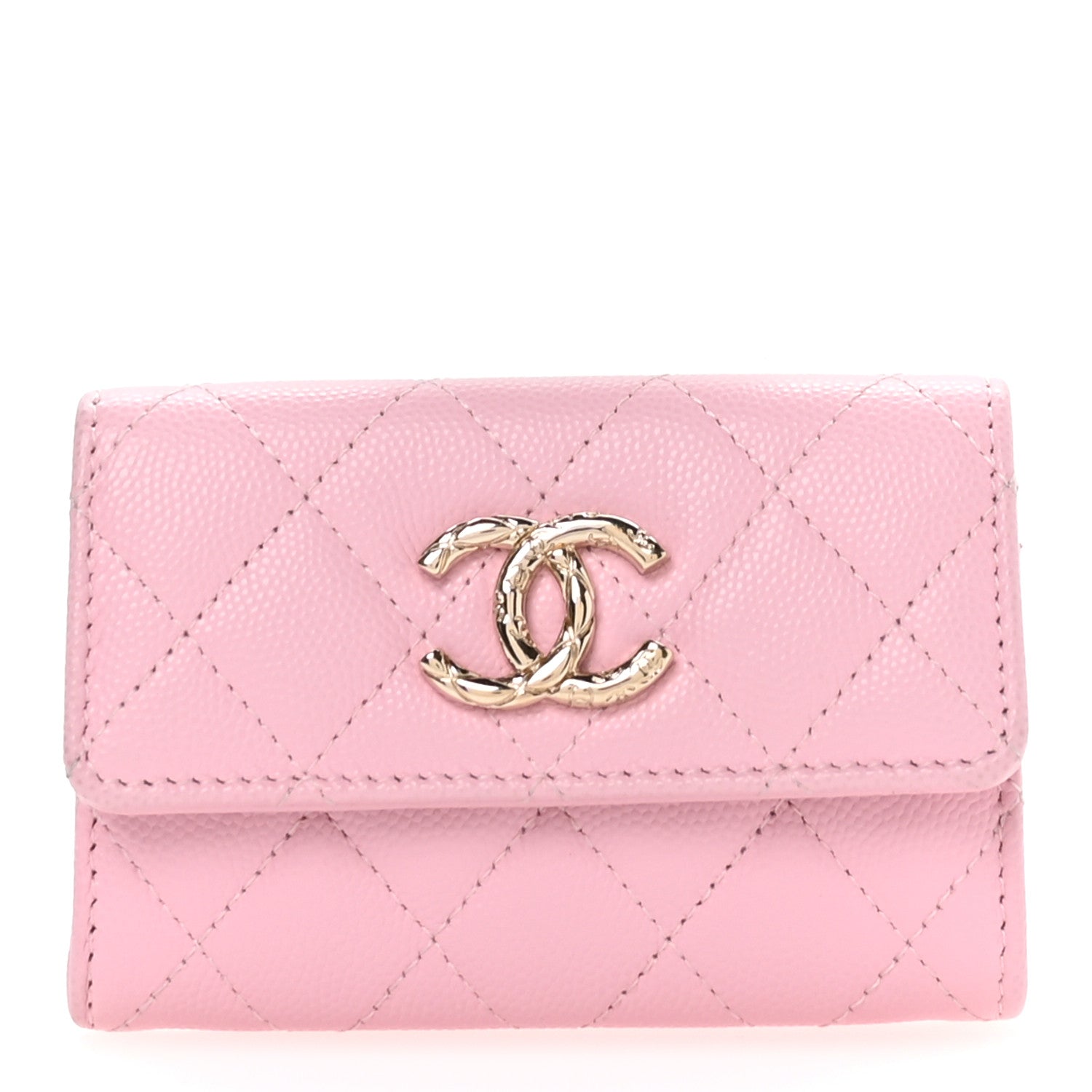 Chanel Caviar Quilted CC Flap Card Holder Pink 1 of 8