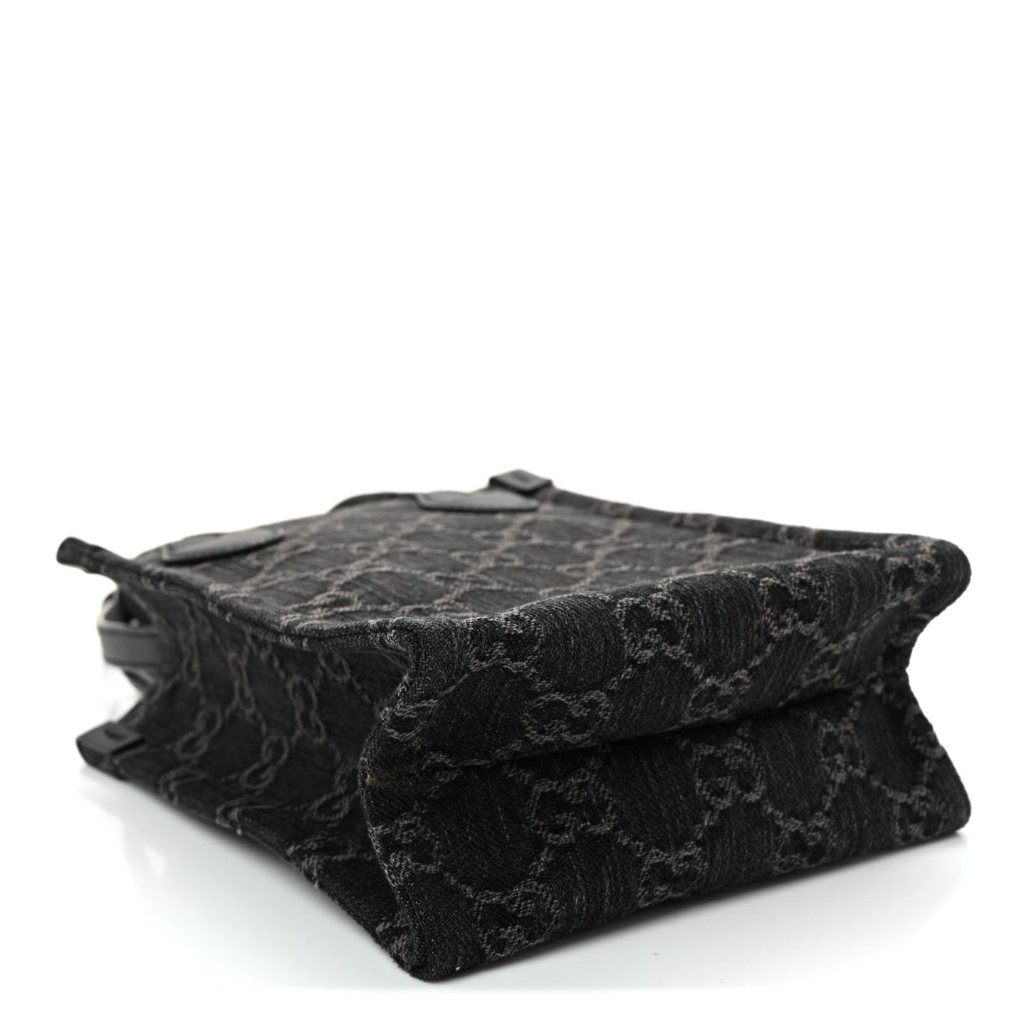 Denim Cuoio Harness GG Monogram Mini Ophidia Tote Bag Black Medium Grey