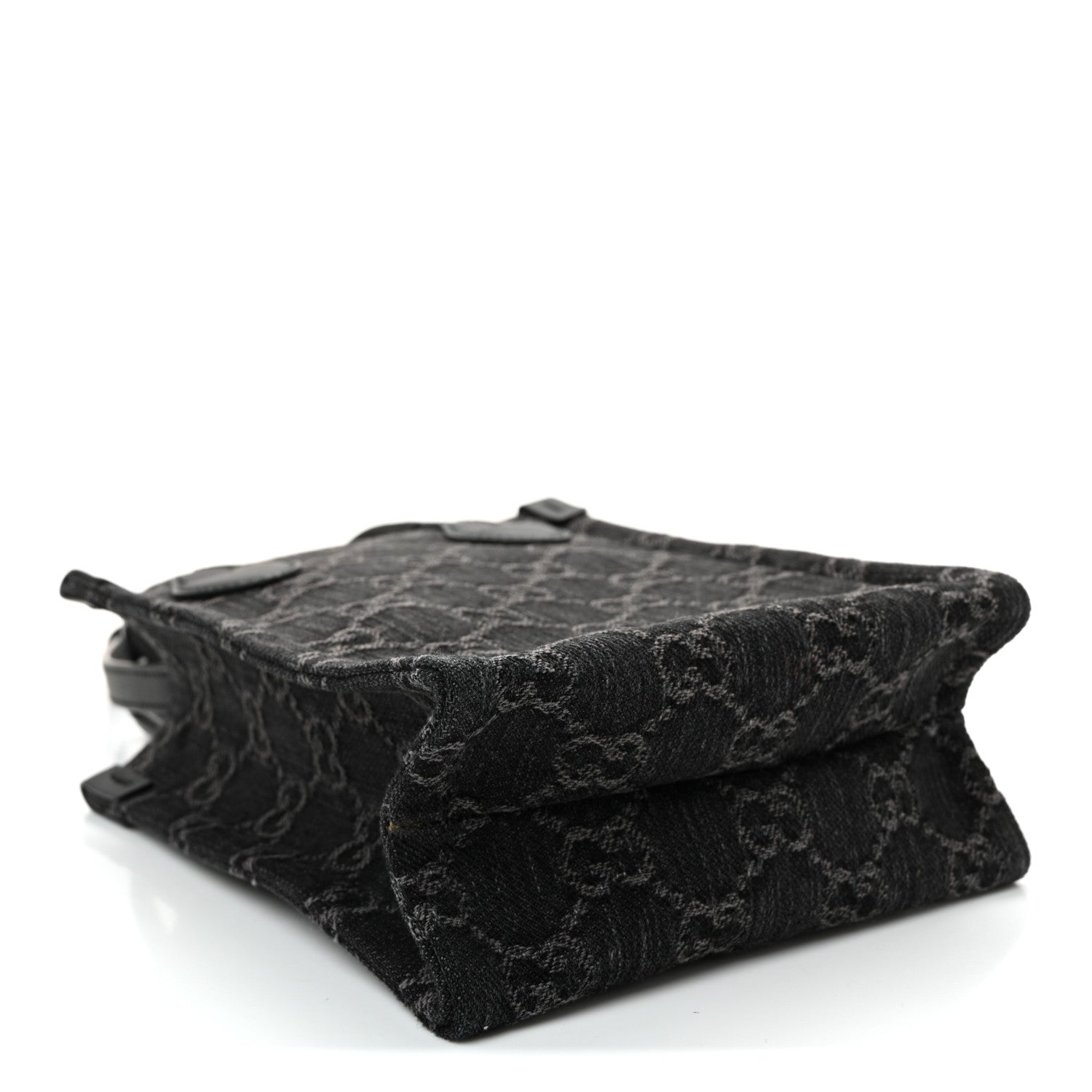 Gucci Denim Cuoio Harness GG Monogram Mini Ophidia Tote Bag Black Medium Grey 4 of 10