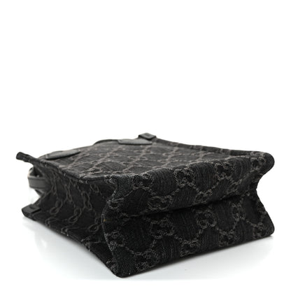 Gucci Denim Cuoio Harness GG Monogram Mini Ophidia Tote Bag Black Medium Grey 4 of 10