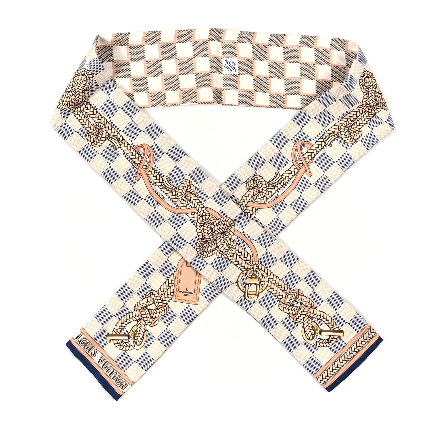Silk Damier Azur Infinity Bandeau Azure Blue