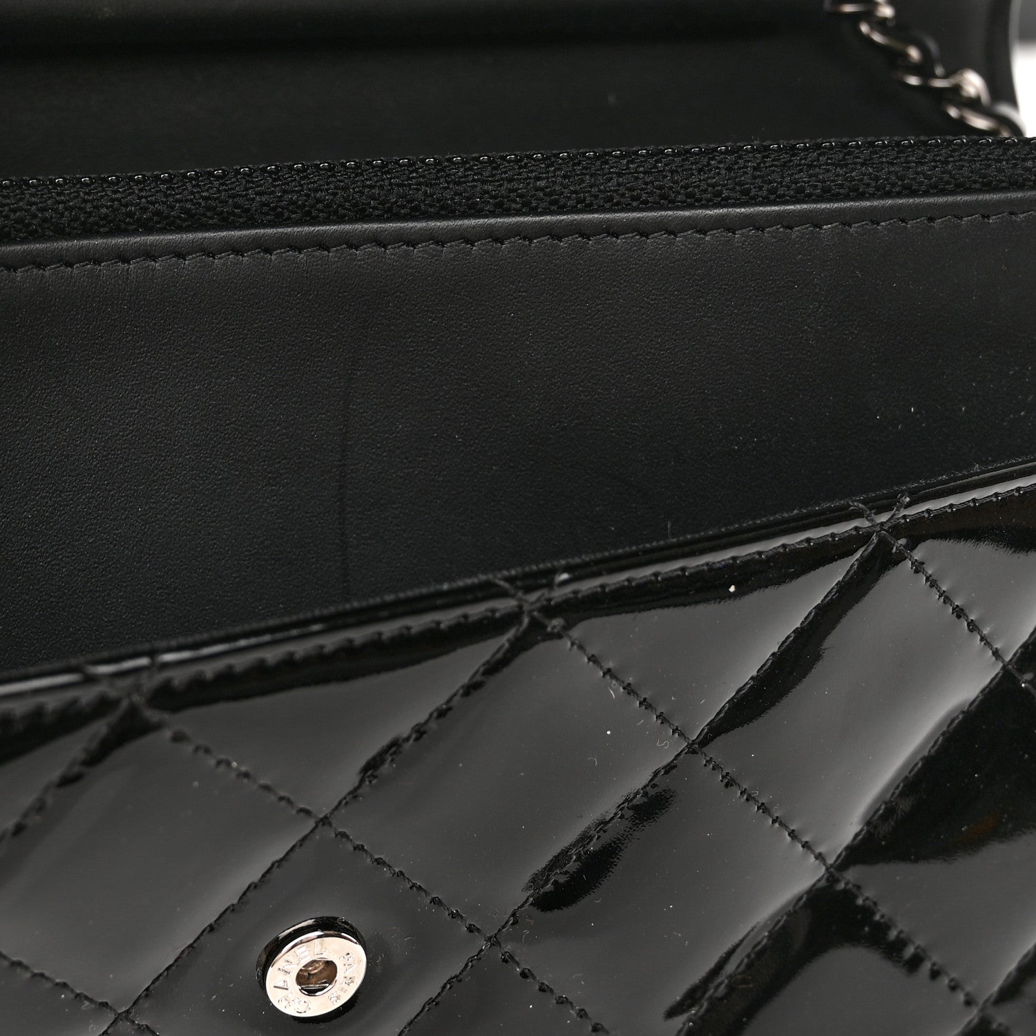 Chanel Patent Quilted Wallet On Chain WOC Black 14 of 17
