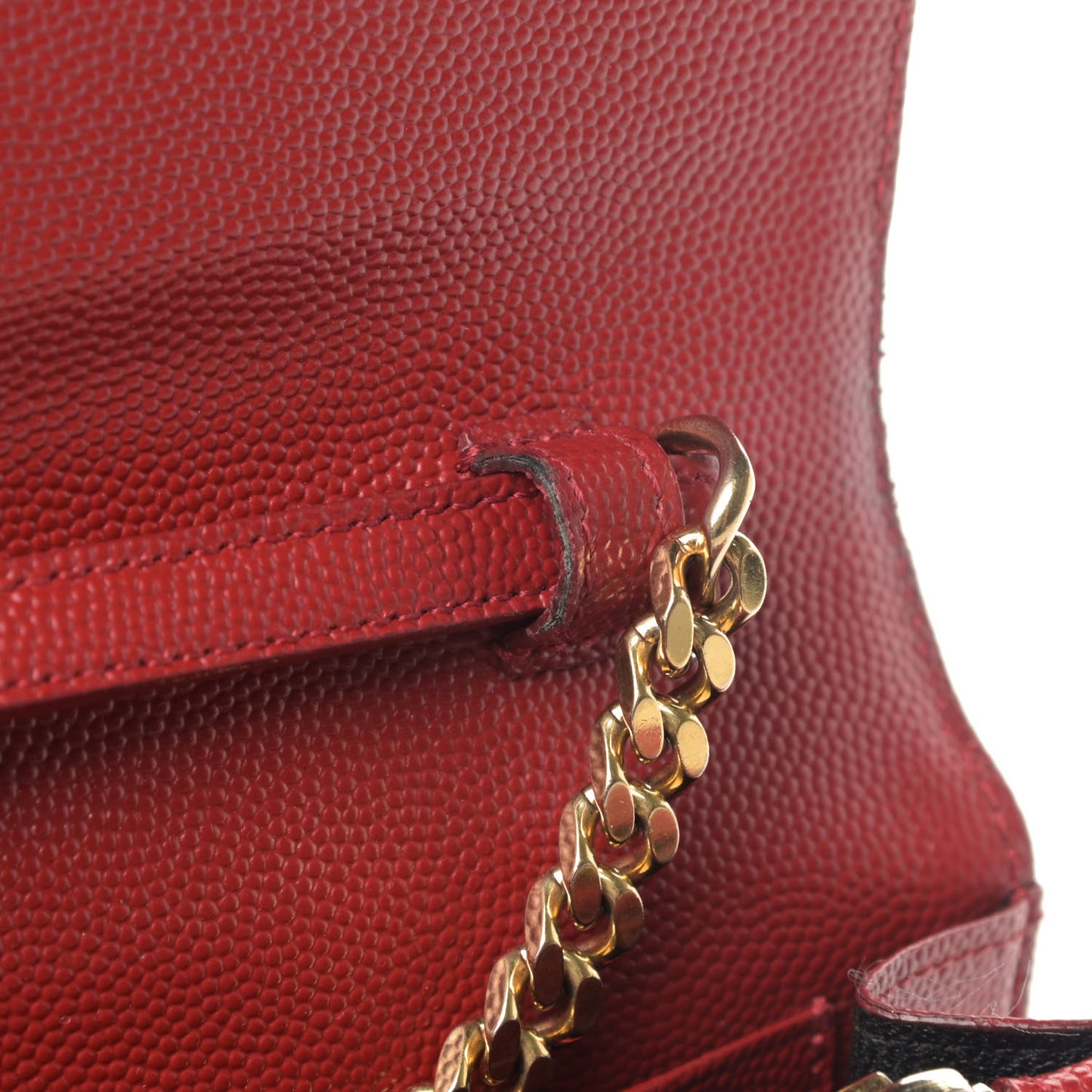 Grain De Poudre Matelasse Chevron Monogram Chain Wallet New Red