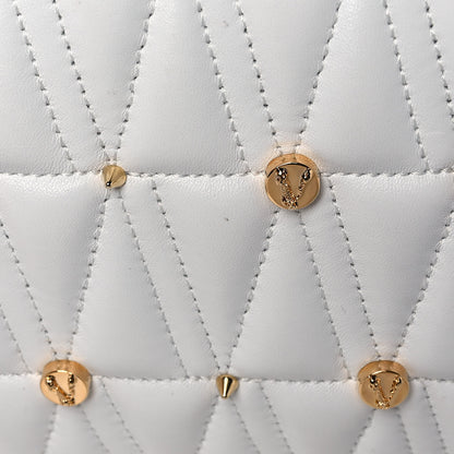 Versace Nappa Quilted Studded Virtus Shoulder Bag White 11 of 12