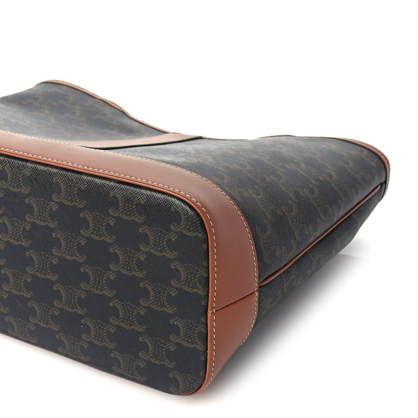 Triomphe Canvas Calfskin Small Cabas Bag Tan