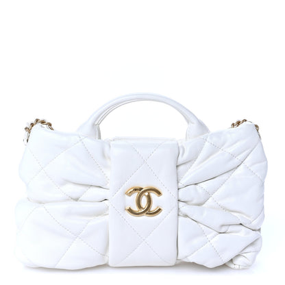 Chanel Lambskin Quilted Mini Bow Bag  White 1 of 9