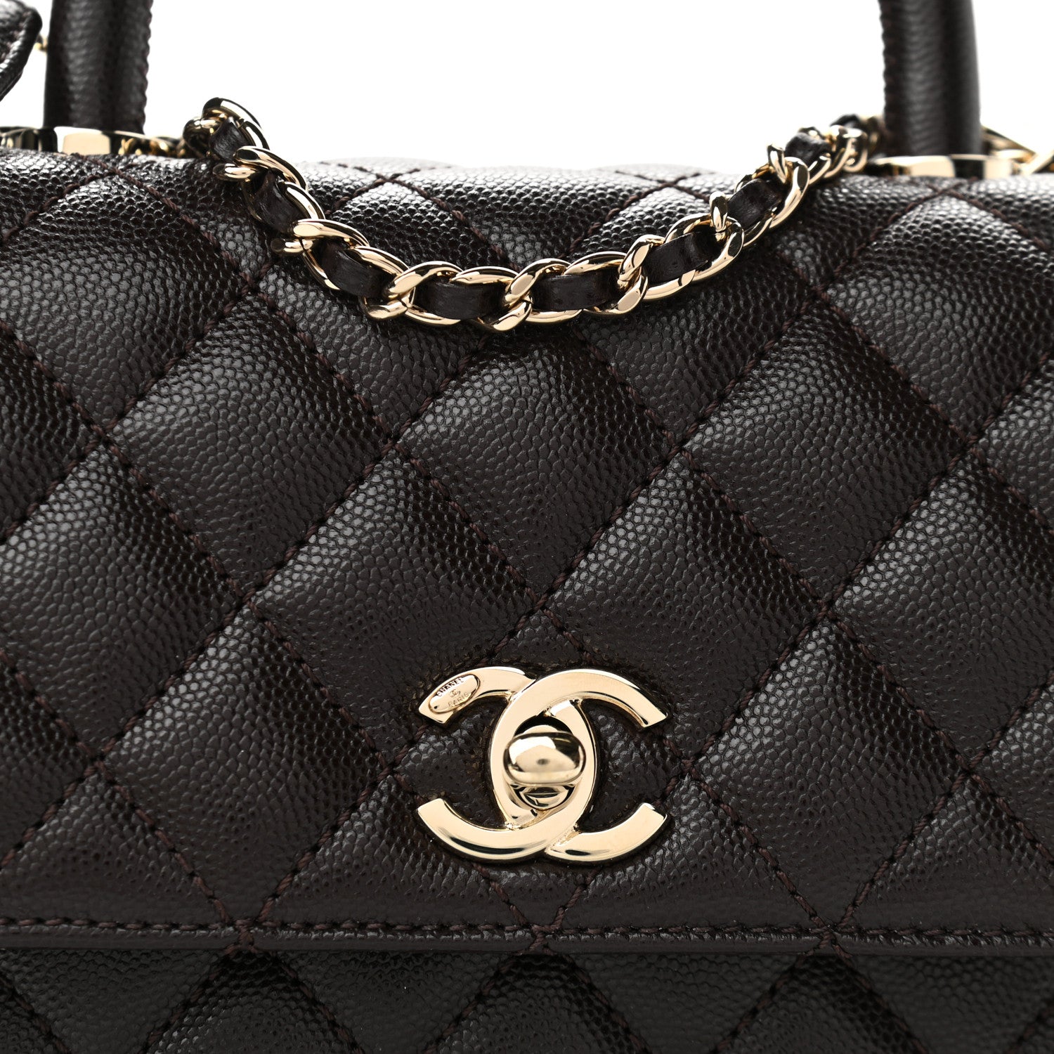 Chanel Caviar Quilted Mini Coco Handle Flap Dark Brown 8 of 10