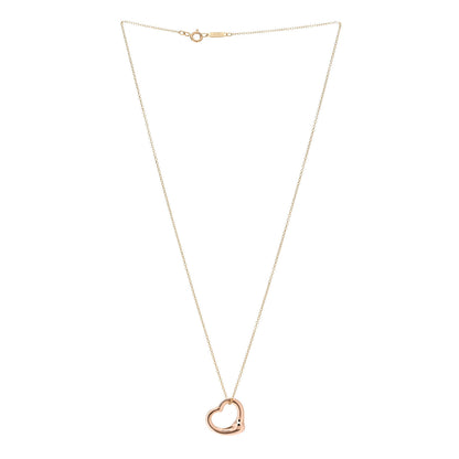 Tiffany 18K Rose Yellow Gold 16mm Elsa Peretti Open Heart Pendant Necklace 3 of 6