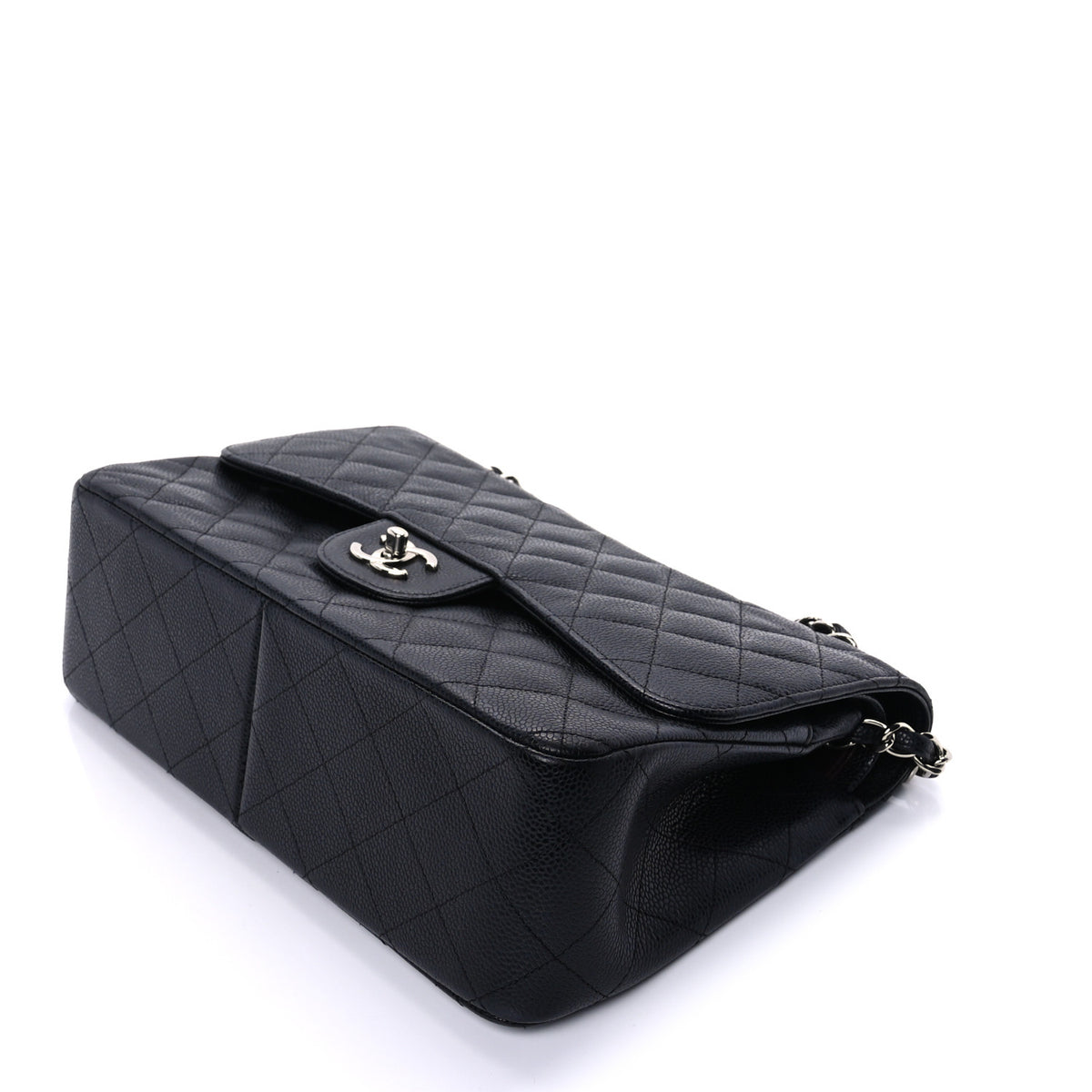 Caviar Quilted Jumbo Double Flap Black