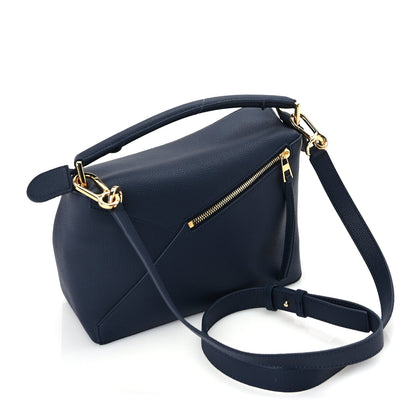 Loewe Soft Grained Calfskin Small Puzzle Edge Bag  Navy 3 of 16