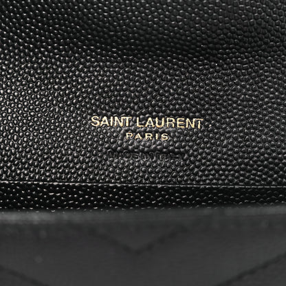 Saint Laurent Grain De Poudre Matelasse Chevron Small Monogram Envelope Wallet Black 6 of 6