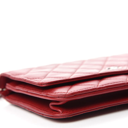 Chanel Lambskin Quilted Wallet on Chain WOC Red 6 of 14