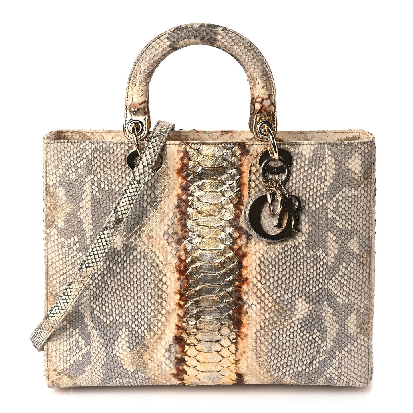 Snakeskin Large Lady Dior Beige