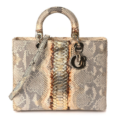 Christian Dior Snakeskin Large Lady Dior Beige 1 of 8