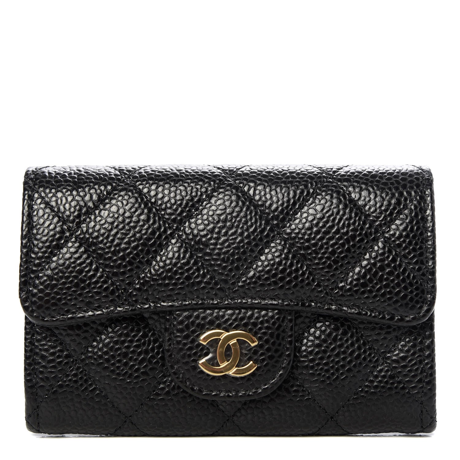 Chanel Caviar Quilted Flap Card Holder Wallet Black 1 of 9