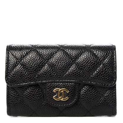 Chanel Caviar Quilted Flap Card Holder Wallet Black 1 of 9