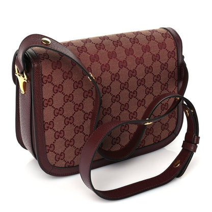 Gucci Monogram Textured Dollar Calfskin Horsebit 1955 Shoulder Bag Sahara Rubino Chardonnay 2 of 8