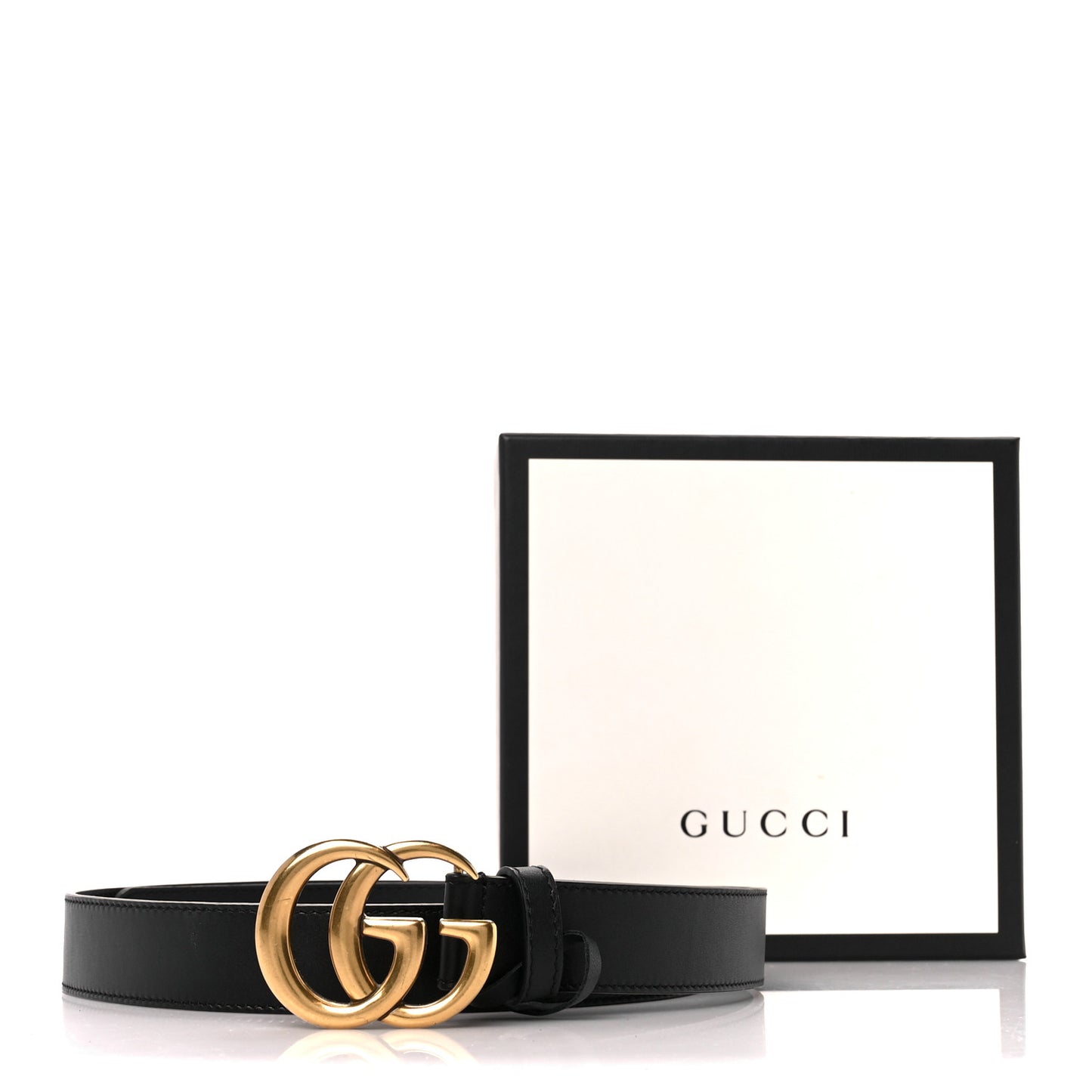 Moon Calfskin Double G 30mm Belt 90 36 Black