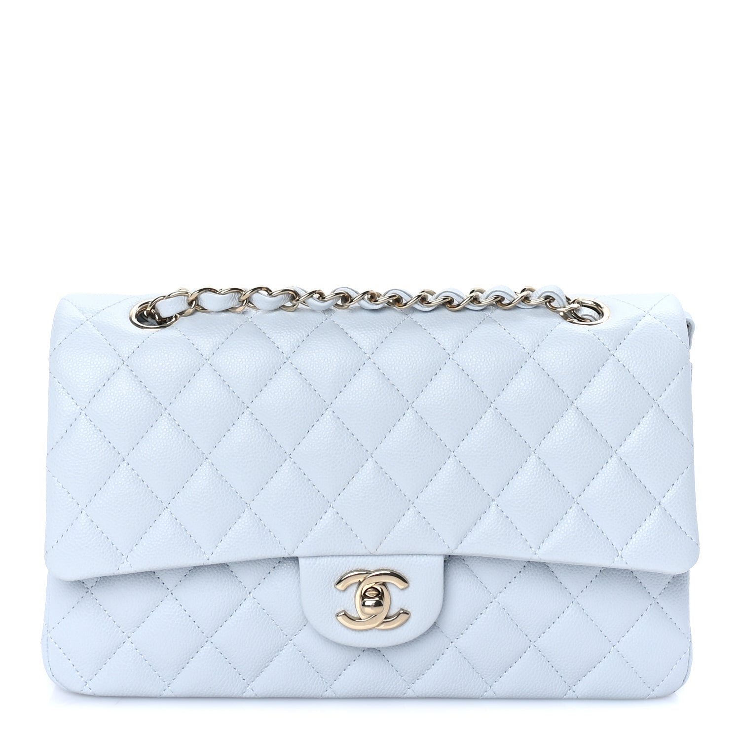 Chanel Caviar Quilted Medium Double Flap Light Blue 1 of 9