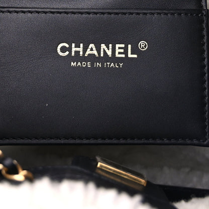 Chanel Crumpled Sheepskin Shearling Quilted Small  25 Handbag Black White 6 of 9