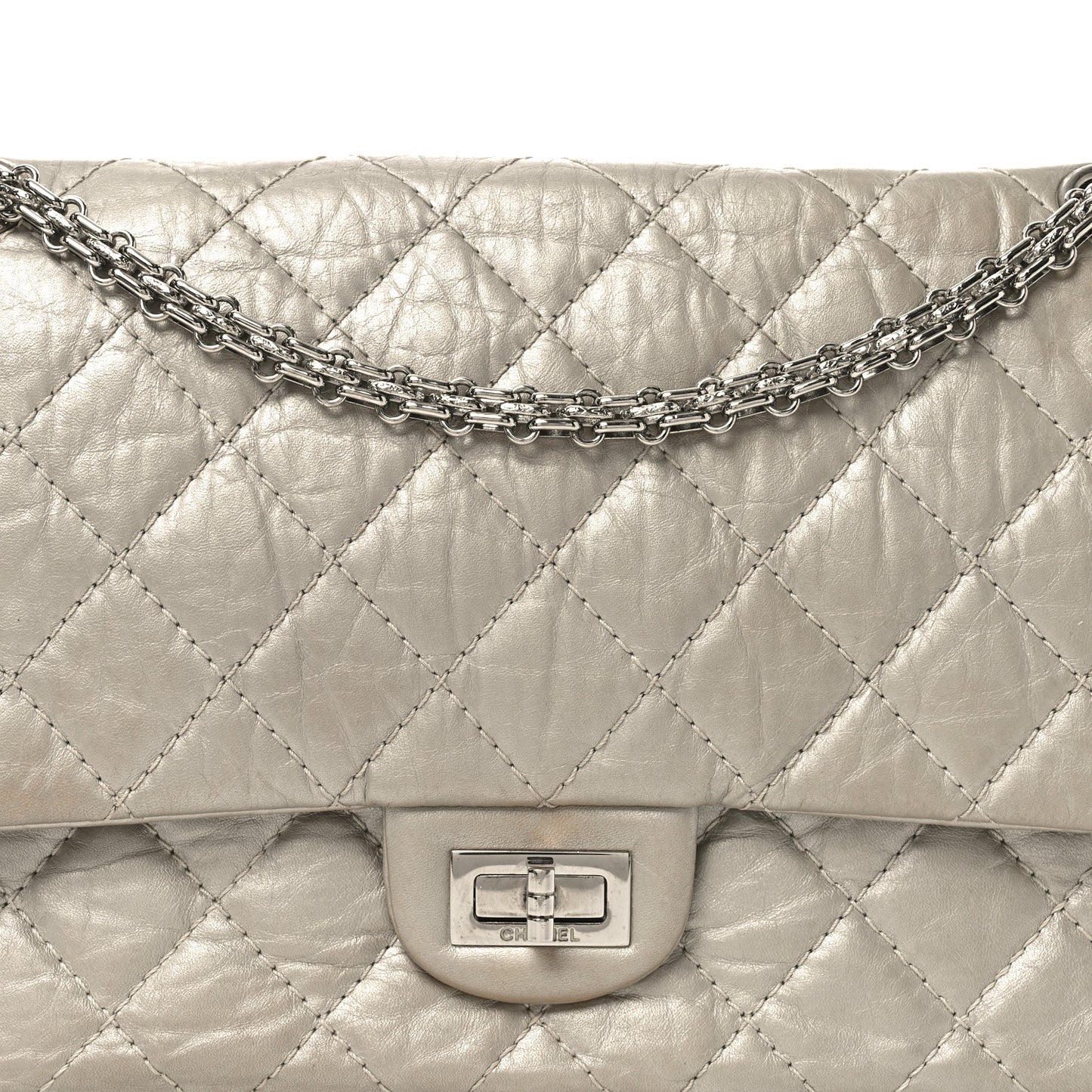 Metallic Aged Calfskin Quilted 2.55 Reissue 226 Flap Grey