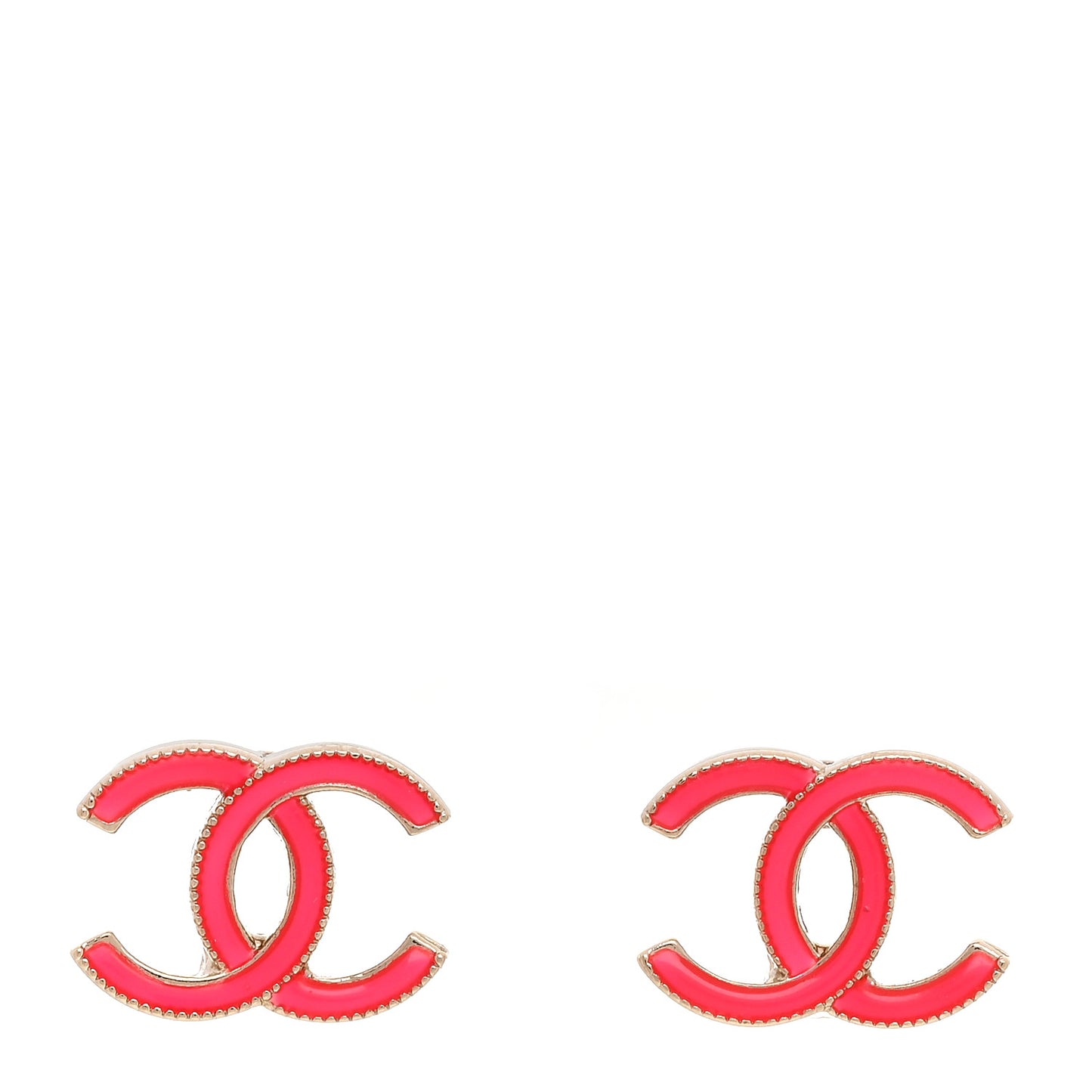 Metal Enamel CC Earrings Hot Pink
