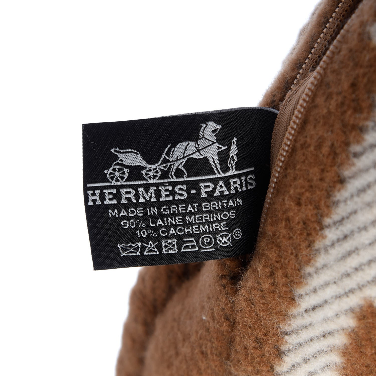 Hermes Wool Cashmere Avalon Pillow PM Ecru Camel 3 of 3
