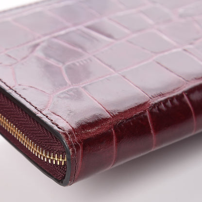 Mulberry Crocodile Embossed Zip Around Wallet Burgundy 8 of 12