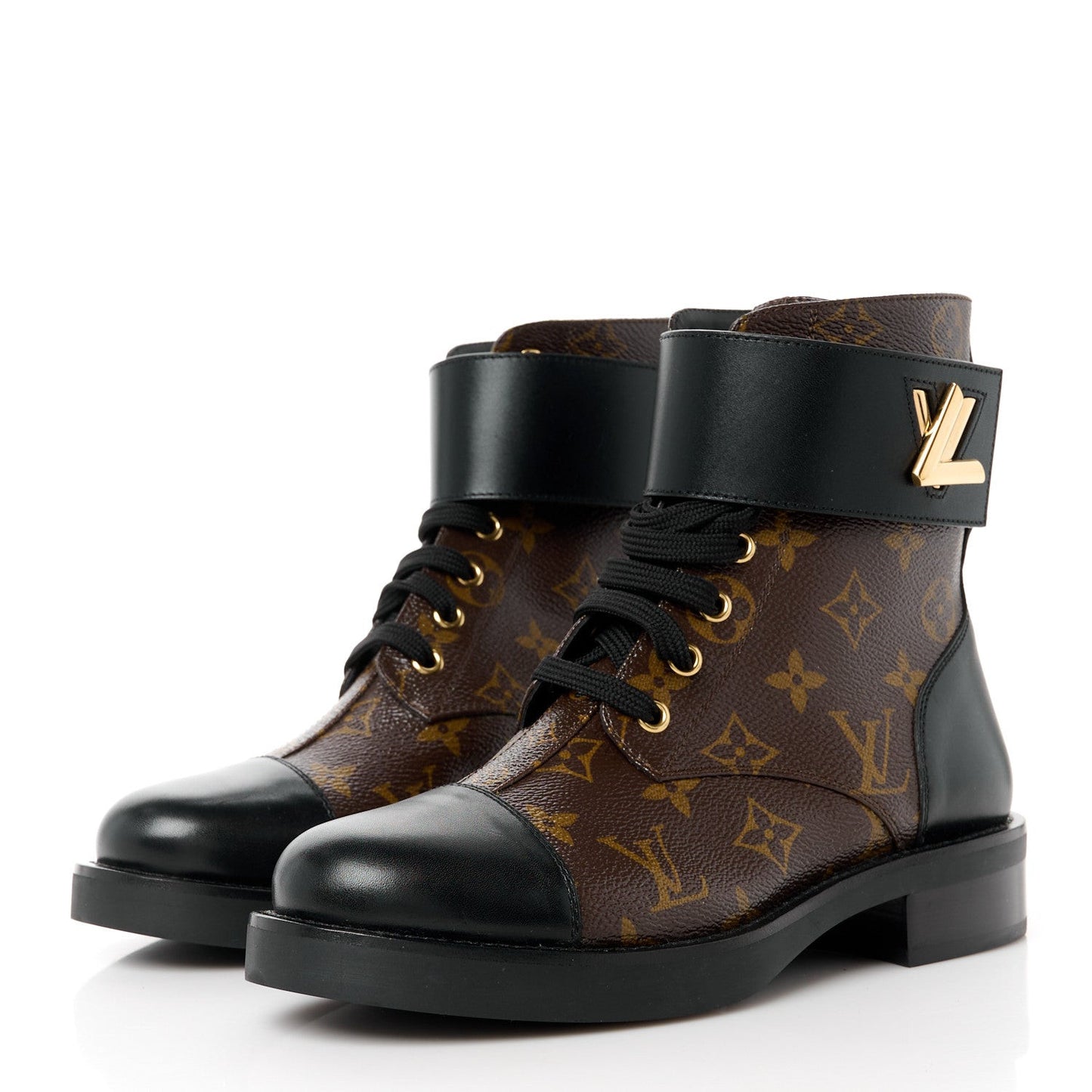 Calfskin Monogram Wonderland Flat Ranger Boots 37 Black