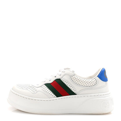 Gucci Calfskin Web Perforated Womens Platform 55mm Sneakers 36 White Bright Splash 1 of 7