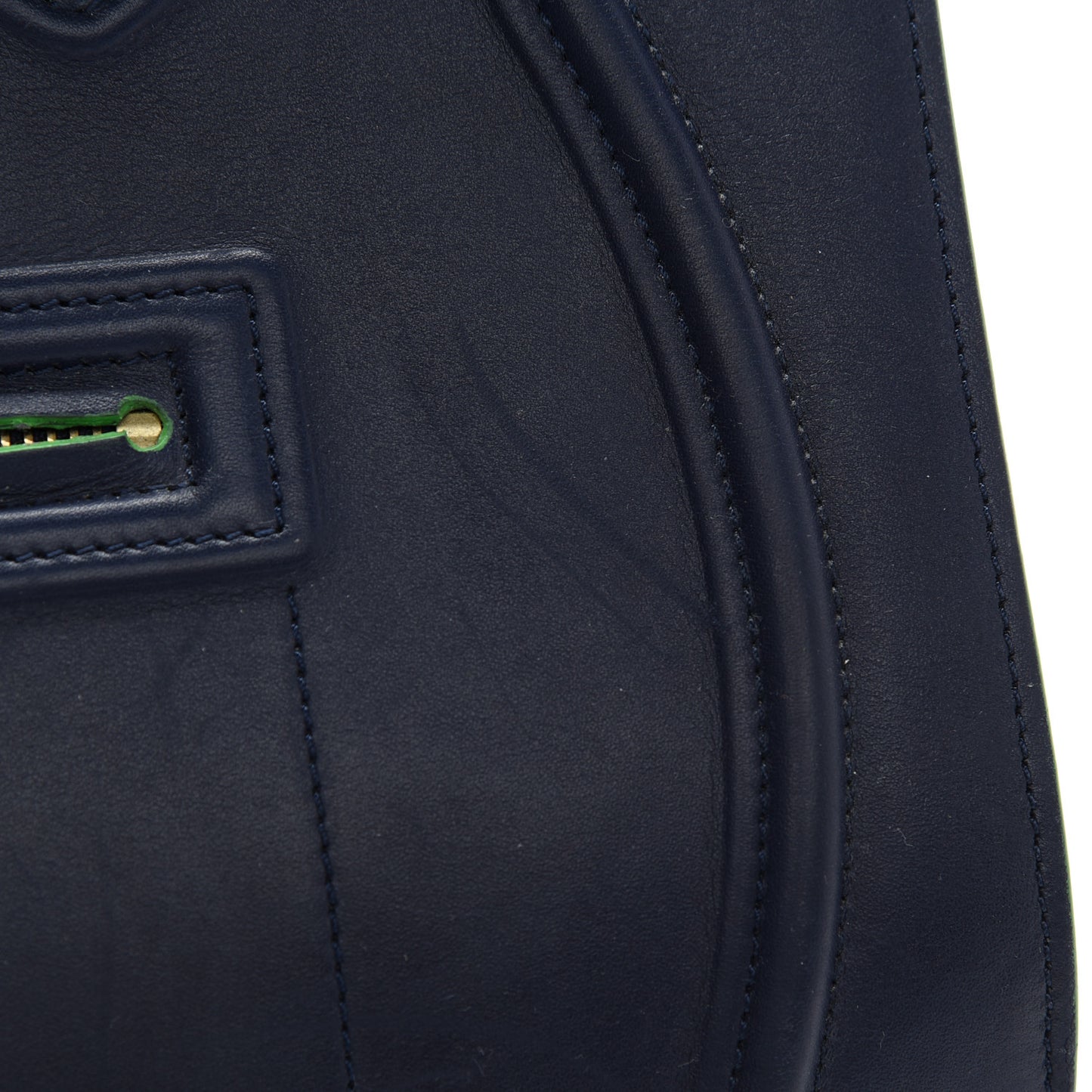 Supple Calfskin Medium Phantom Luggage Navy Blue Green Trim