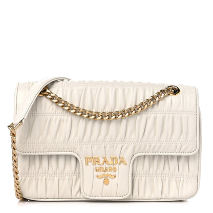 Prada Nappa Gaufre Medium Chain Flap Shoulder Bag White 1 of 10