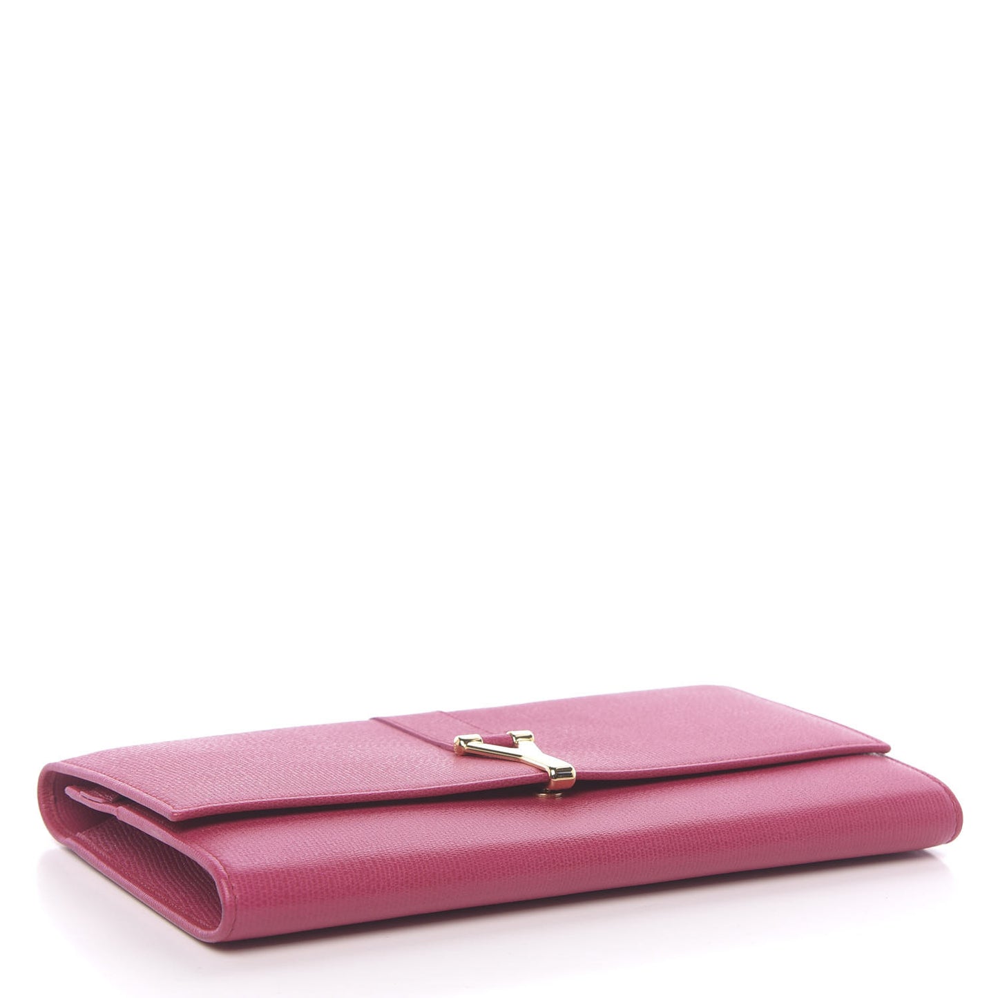Textured Calfskin Classic Y Document Case Clutch Fuchsia