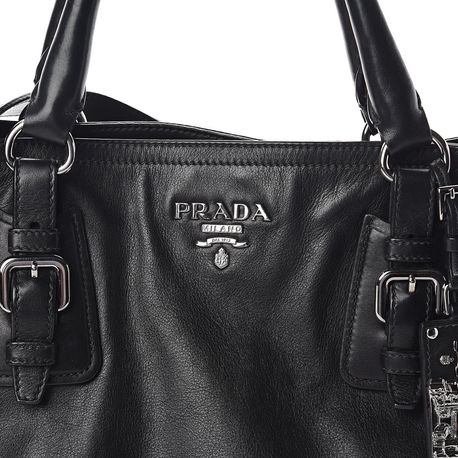 Prada Soft Calfskin Shoulder Bag Black 7 of 9