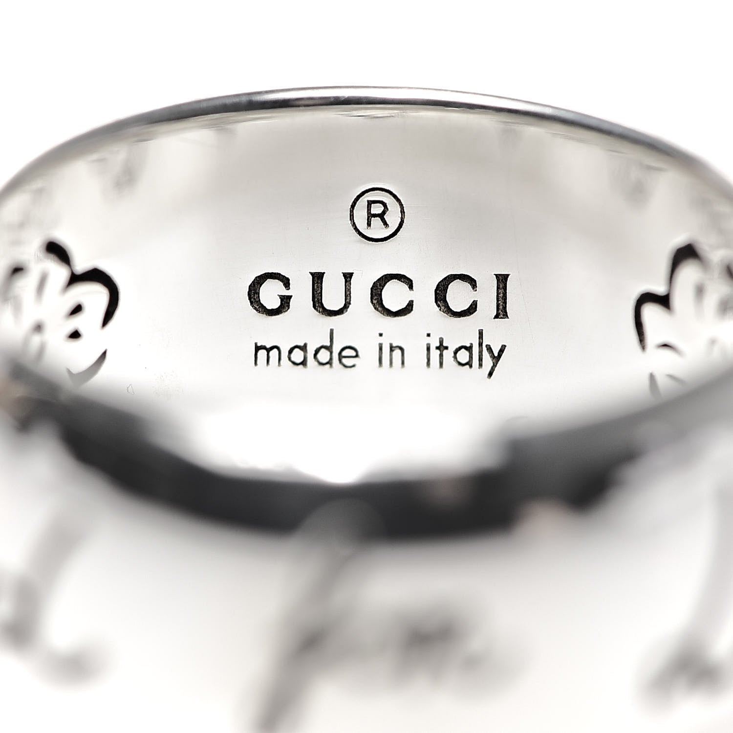 Gucci Sterling Silver Blind for Love Band Ring 53 6.25 5 of 7