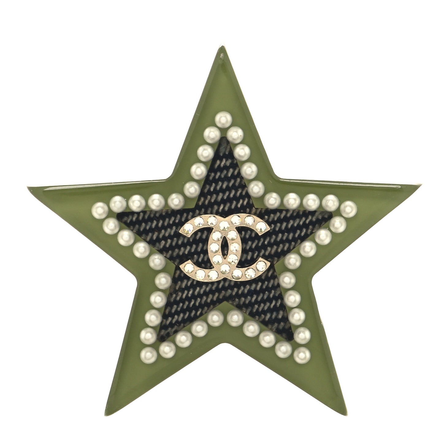 Resin Crystal Pearl CC Star Brooch Multicolor