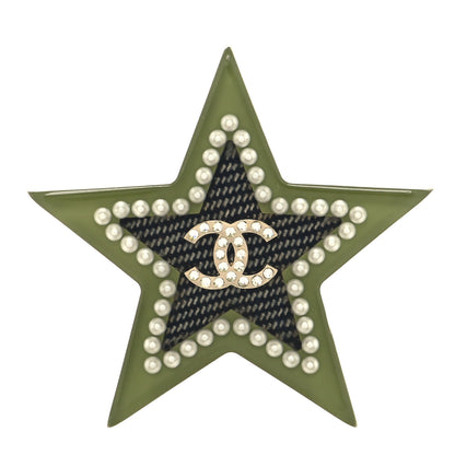 Chanel Resin Crystal Pearl CC Star Brooch Multicolor 1 of 4